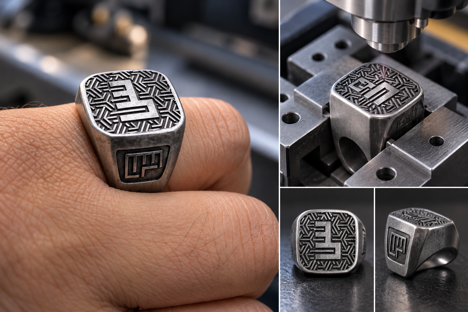 Close-up of deep engraving on metal